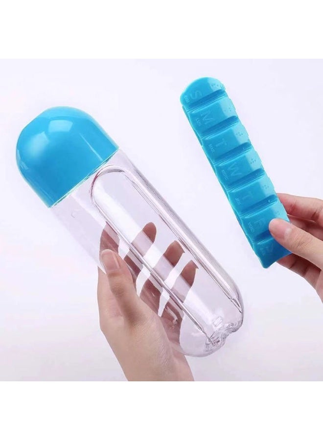 2-in-1 Daily Pill Organizer Water Bottle 600ml BPA-Free Portable Hydration - Image 4